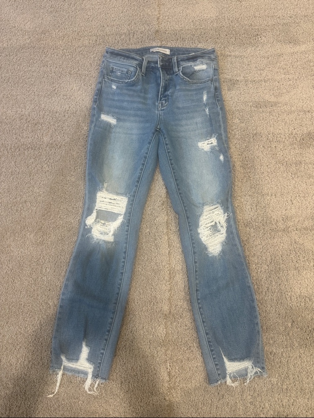 Flying Monkey Light Blue Distressed Skinny Jeans